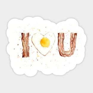 Bacon and Egg I HEART U Sticker